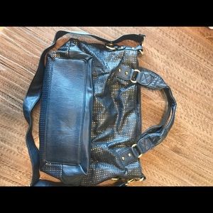 Blue/gold crossbody/tote